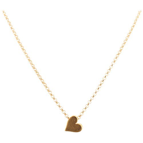 Tiny 24k Gold Plated Bronze Heart Necklace on a 16-18" Gold Fill Rolo Chain, Great for Layering, #6405