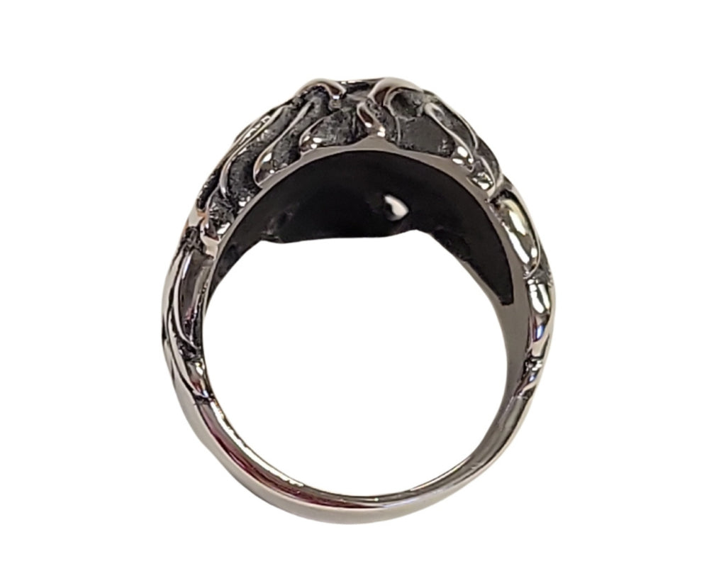 Heavy Flame Fire Skull Biker Stainless Steel Ring Size 10-14