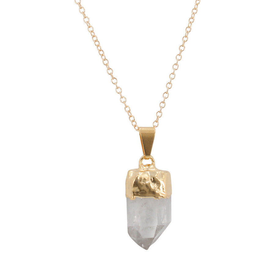 Small Clear Quartz Gemstone Necklace, #6302-yg
