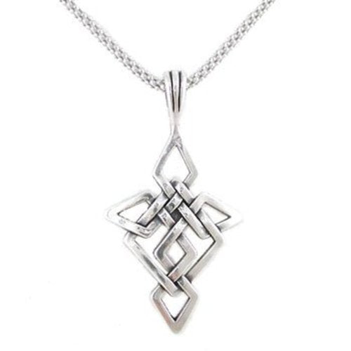 Celtic Knot Cross Pendant Sterling Silver 20" Rhodium Sterling Popcorn Chain