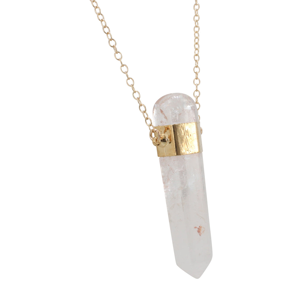 Clear Quartz Necklace on a 32" Chain, #6322-yg