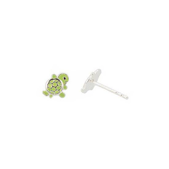 Tiny Green Enamel Turtle Stud Earrings, #7581
