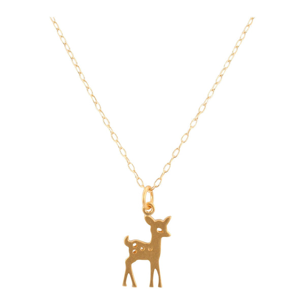 Dainty Deer Fawn Necklace in Gold or Silver, #6396