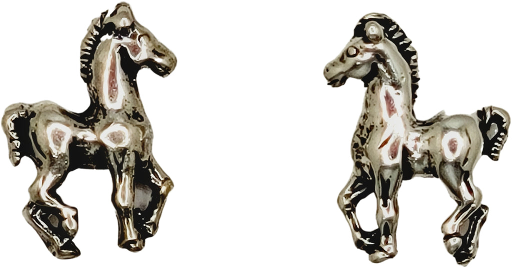 Tiny & Cute Horse Pony Stud Earrings in Sterling Silver #2516