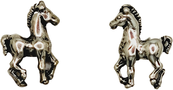 Tiny & Cute Horse Pony Stud Earrings in Sterling Silver #2516
