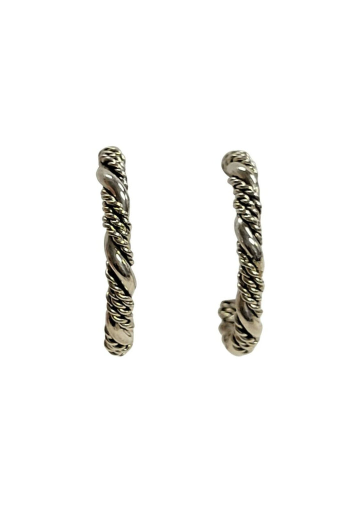 Navajo Handcrafted Twisted Wire Rope Hoop Sterling Silver Post Earrings #E0101