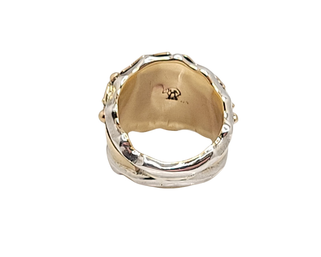 Navajo Genevieve Fransisco Soaring Eagle Scrolls Sterling Silver & Gold Ring