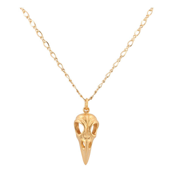 Gold Bird Skull Necklace on 24" Chain, #6394-yg