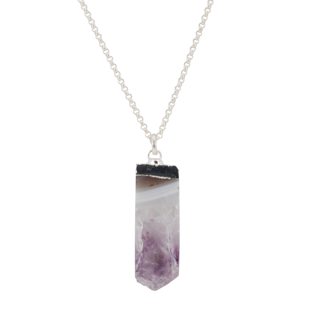 Amethyst Gemstone Necklace on a 20 inch Chain, #6318-ss