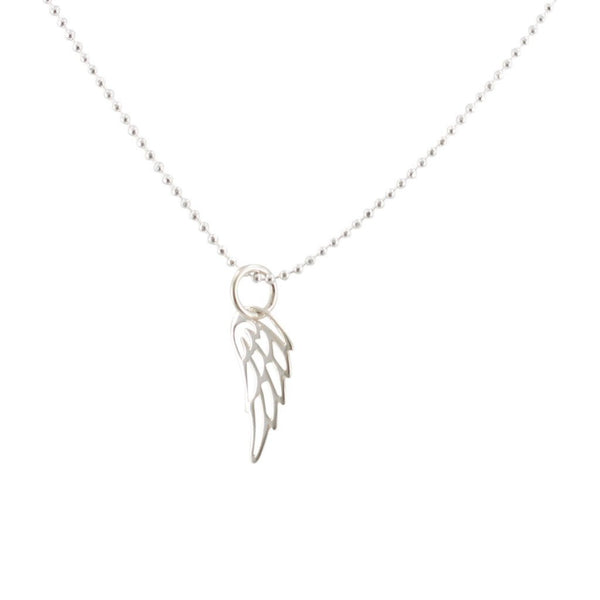 Detailed Mini Sterling Silver Angel Wing Necklace, 6582-ss