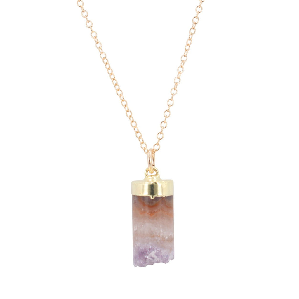 Amethyst Cylinder Necklace on a 20 Inch Chain, #6323-yg