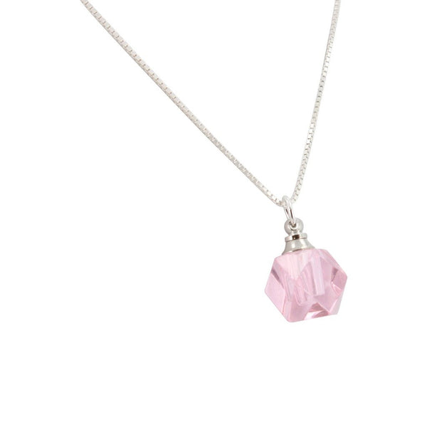 Faceted Pink Crystal Essential Oil Diffuser Necklace, #6618-ss